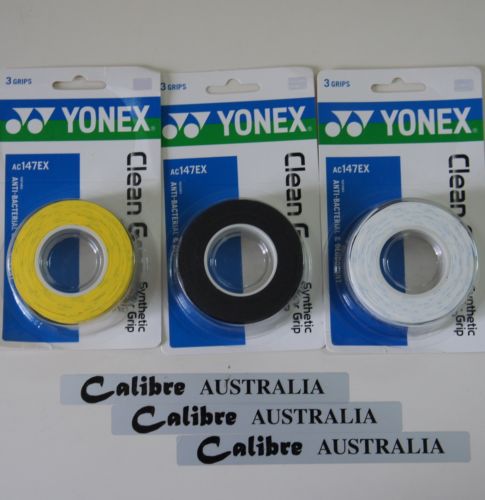 Yonex AC147EX Pack of 3 Badminton Tennis Squash Clean Grips (for 3 Racquets)