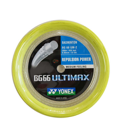 YONEX BG66 Ultimax Badminton Coil String, 200m - Yellow