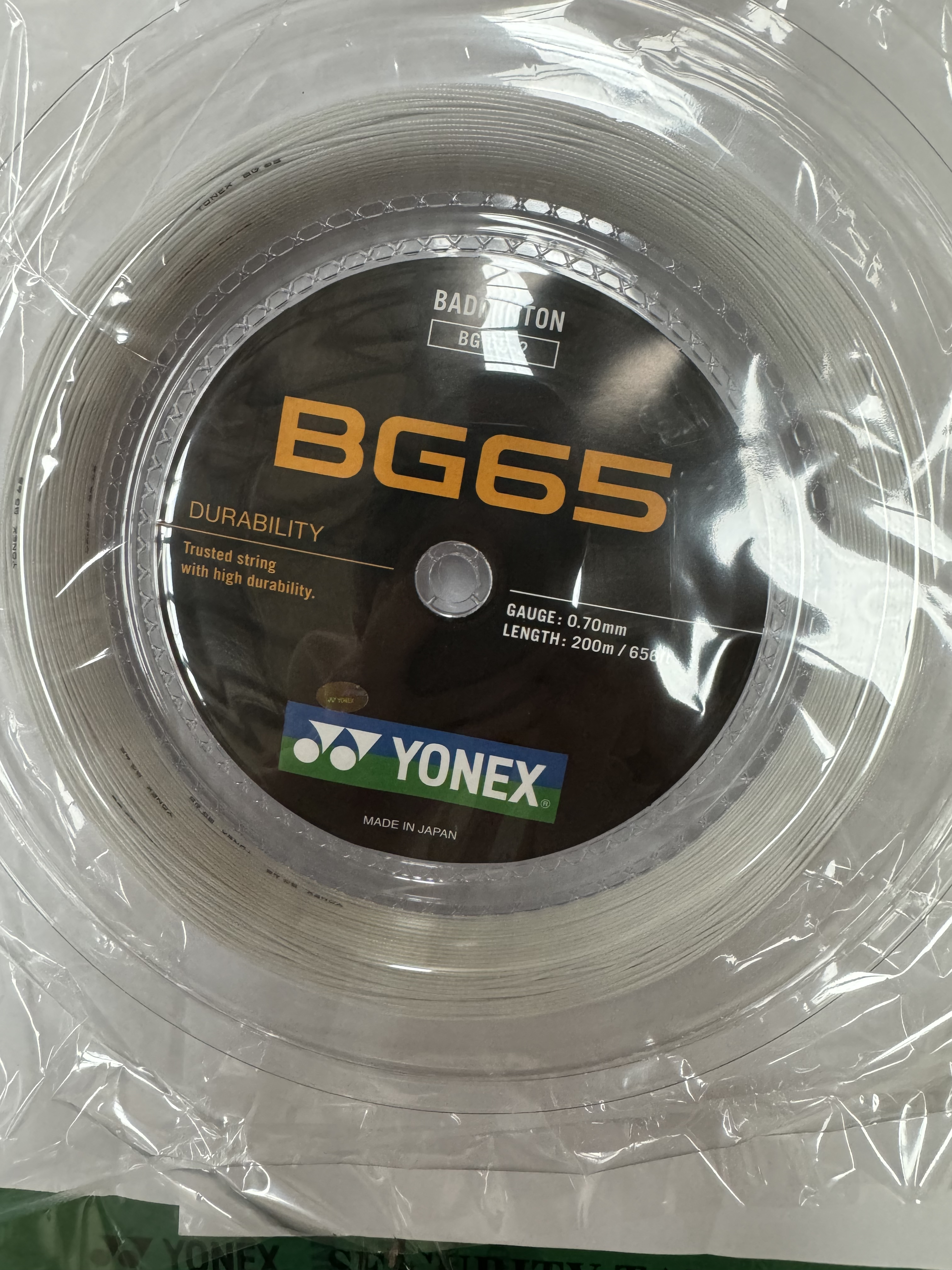 YONEX BG65 Badminton Coil String, 200m, More Durable, White
