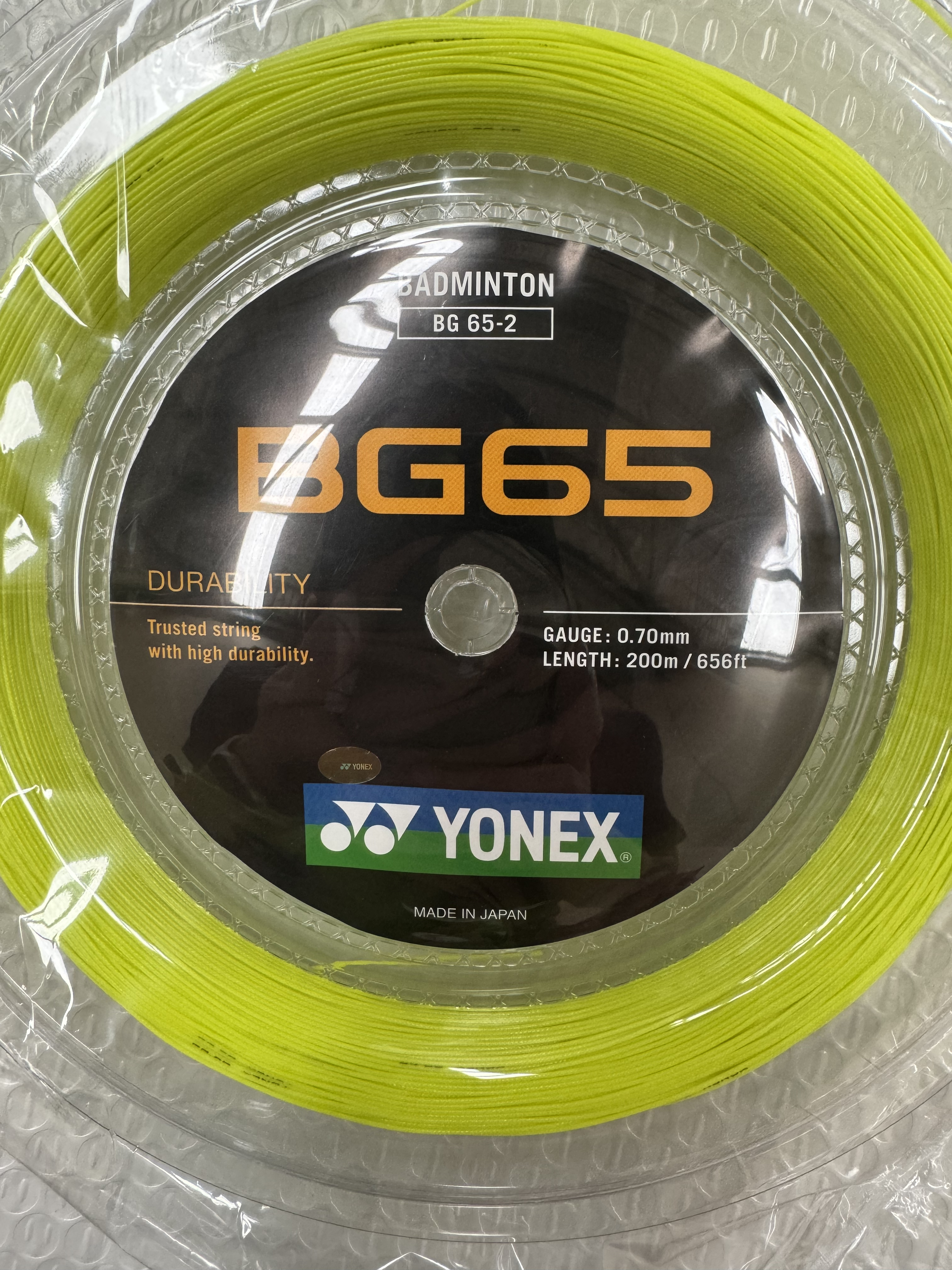 YONEX BG65 Badminton Coil String, 200m, More Durable, Yellow