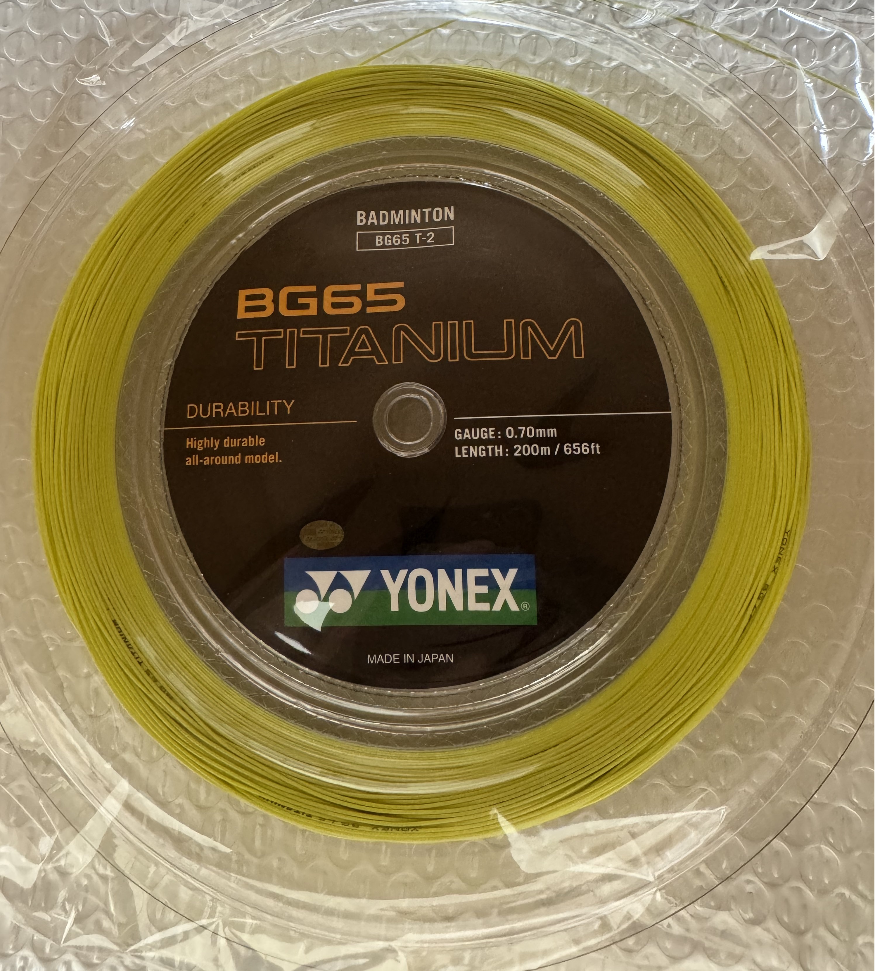 YONEX BG65Ti Badminton Coil String, (200m) - Yellow